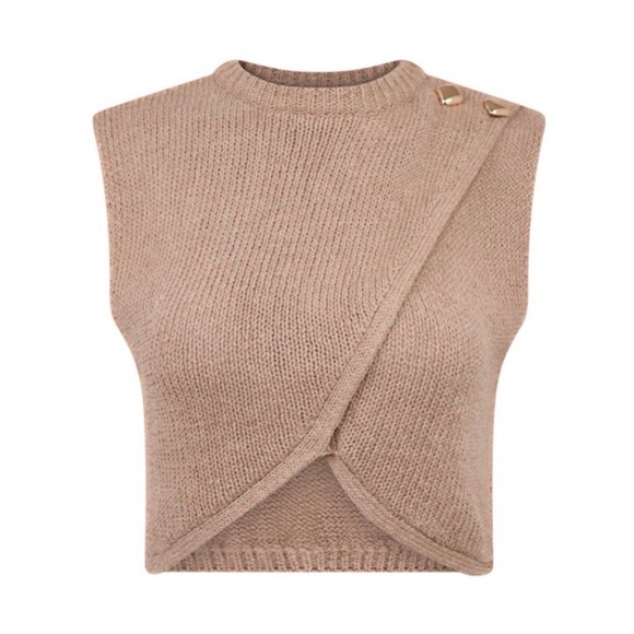 Meshki Sloane Overlay Knit Top - Latte NWT - Picture 4 of 4